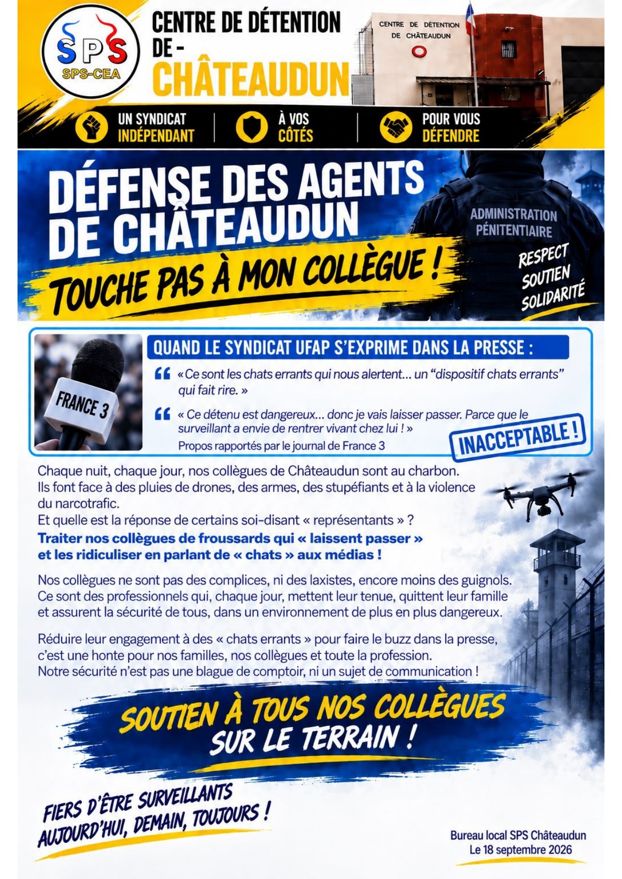 CD de Châteaudun : Défense des agents