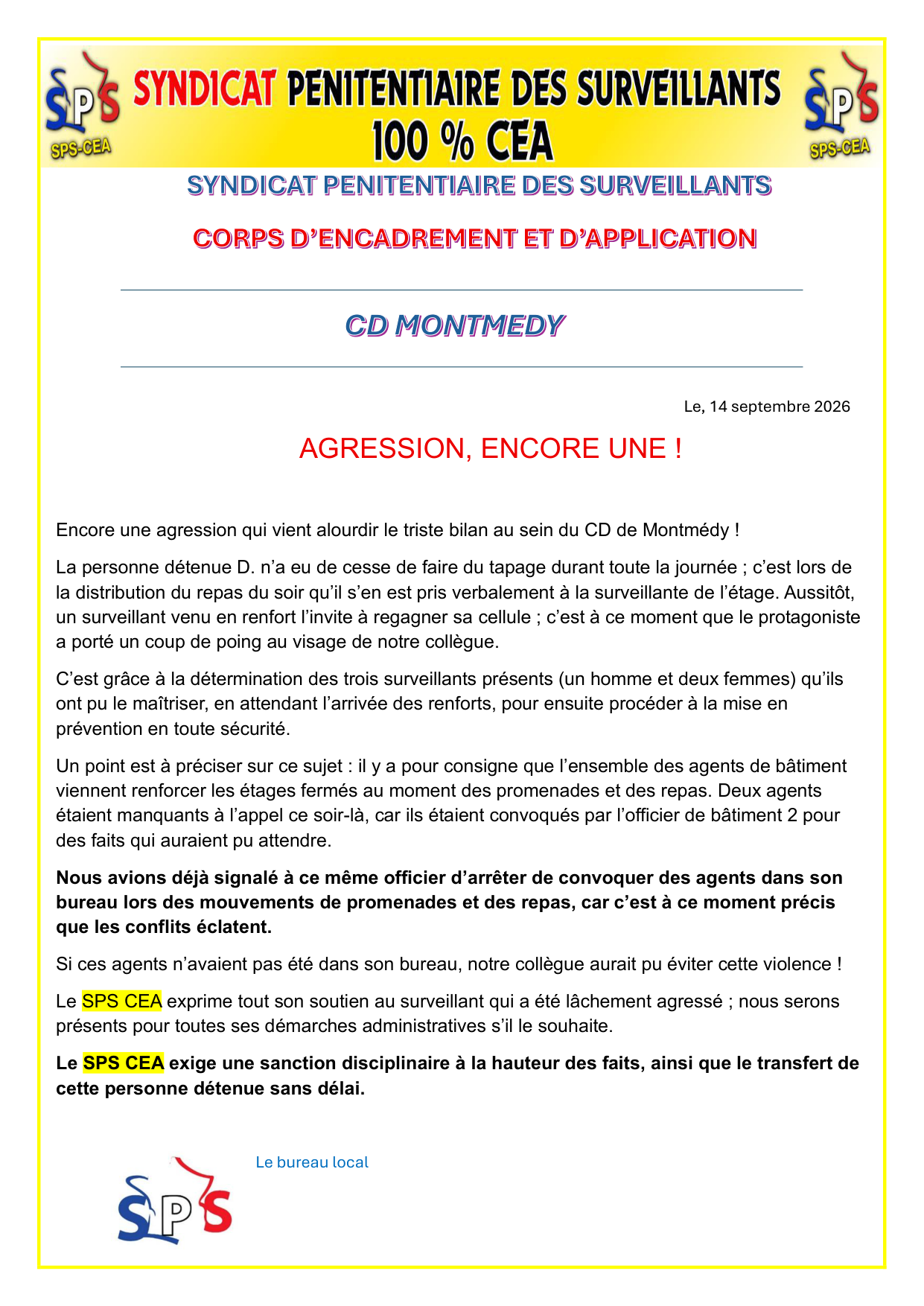 CD de Montmédy : Agression, encore une !