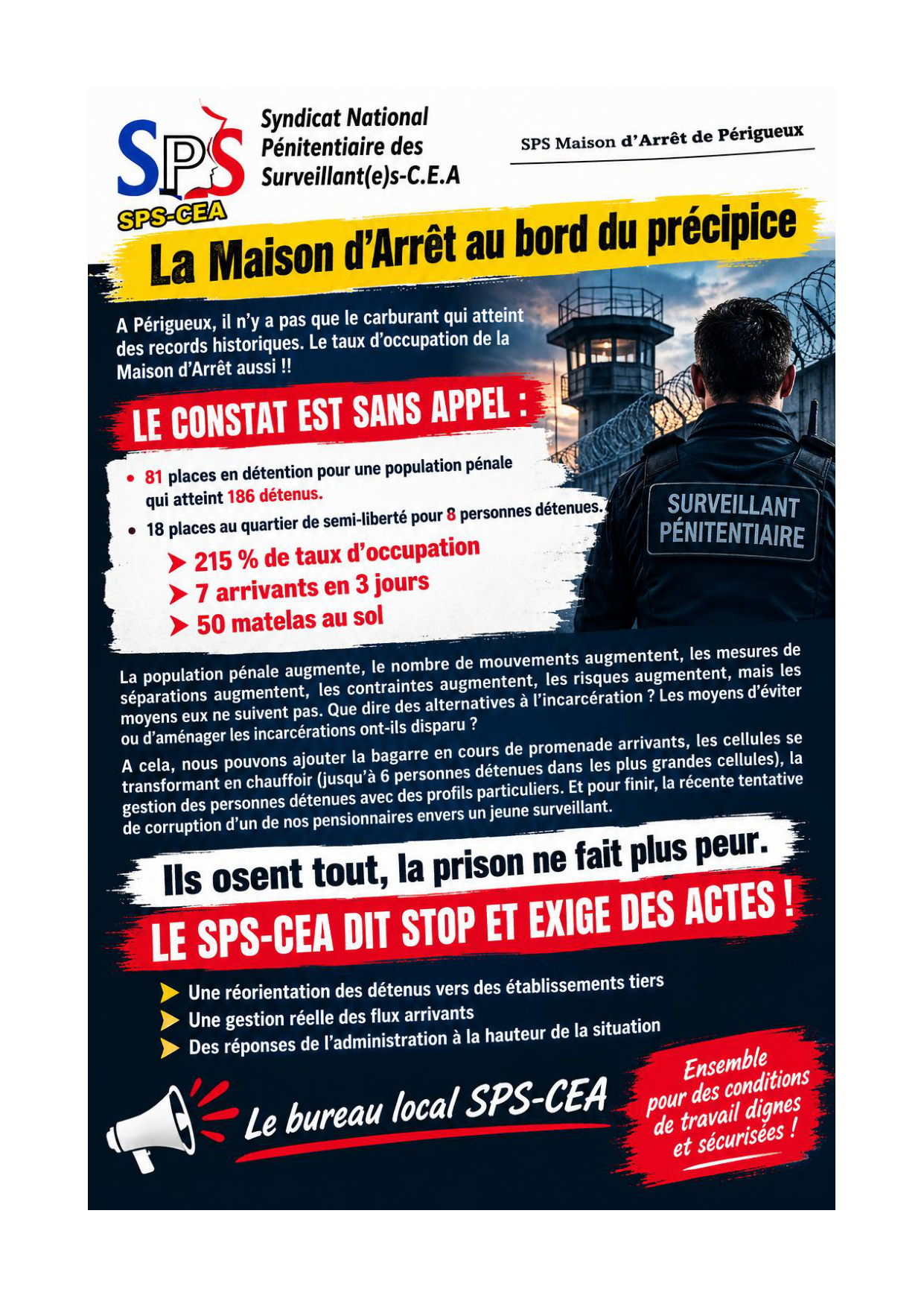 MA Périgueux : La Maison d'Arrêt au bord du précipice