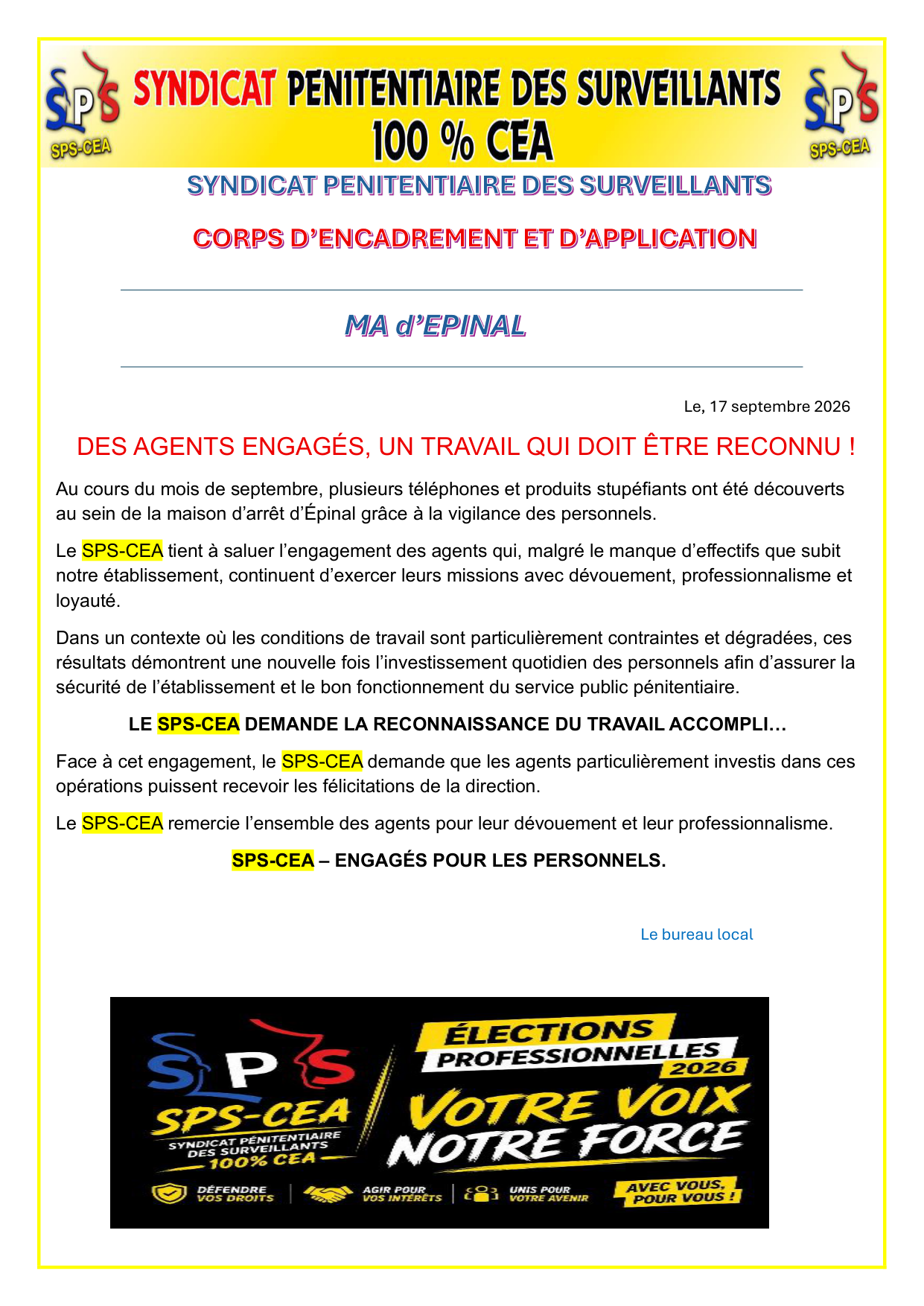 MA Épinal : Des agents engagés, un travail qui doit être reconnu !
