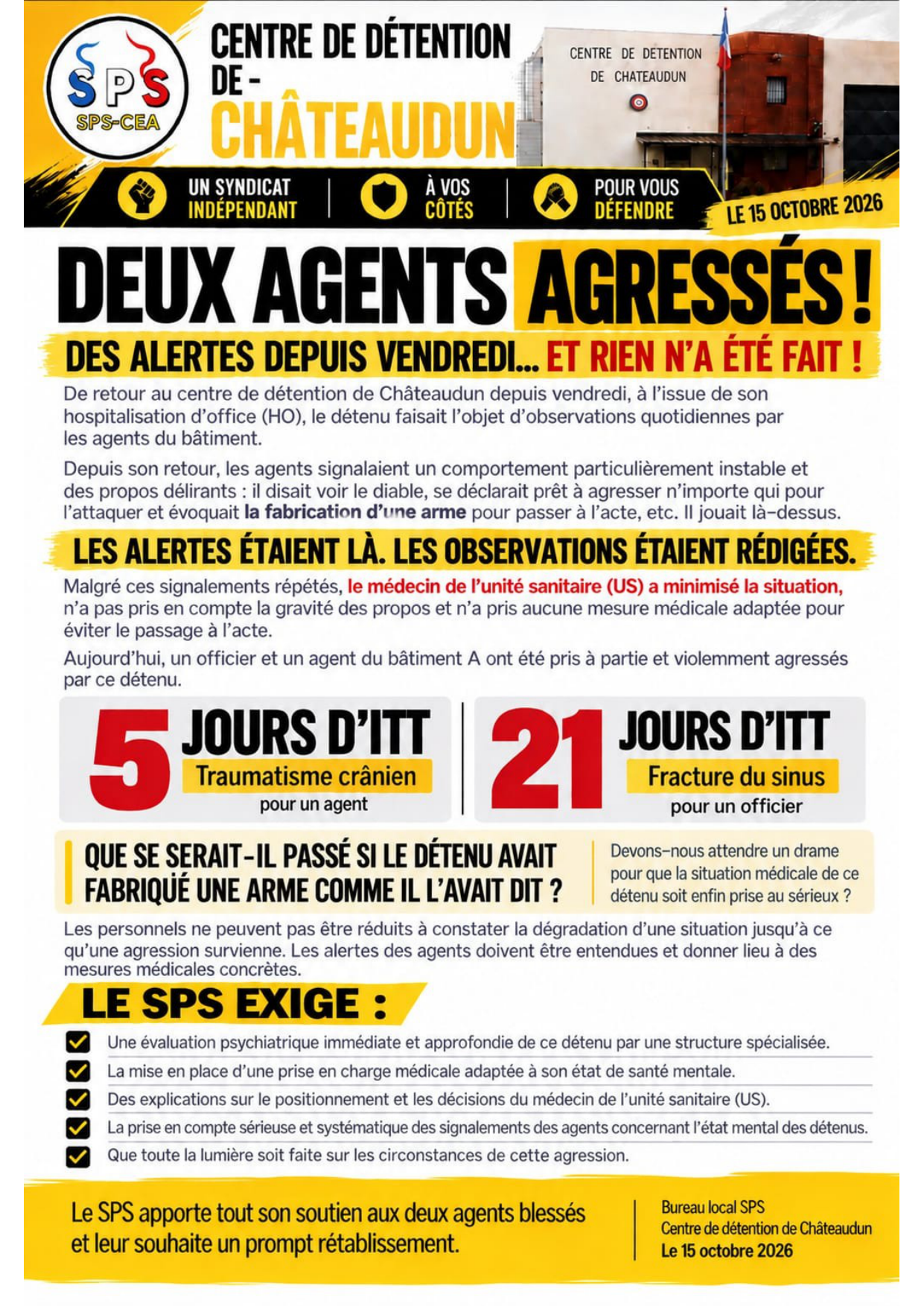 CD de Châteaudun : 2 agents agressés