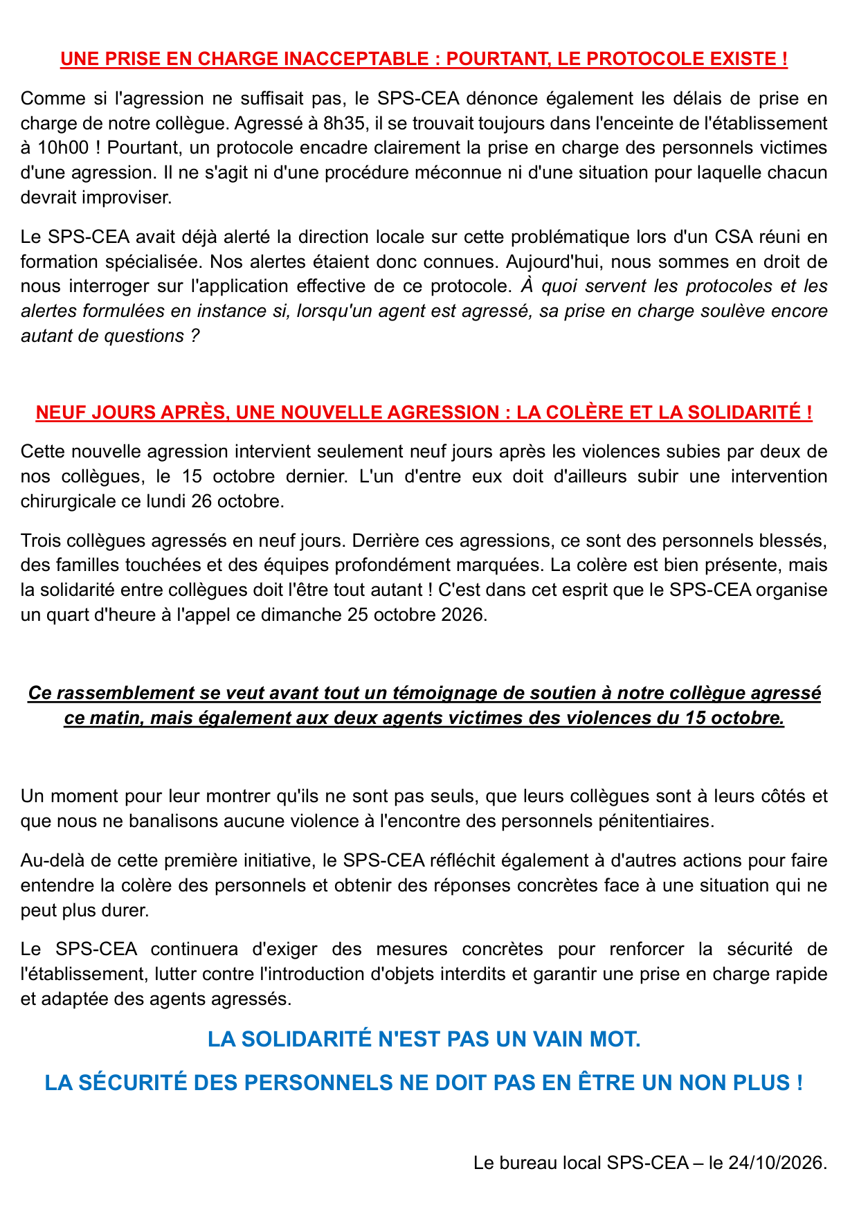 CD de Châteaudun : Agression d'un surveillant : la colère gronde à Châteaudun !