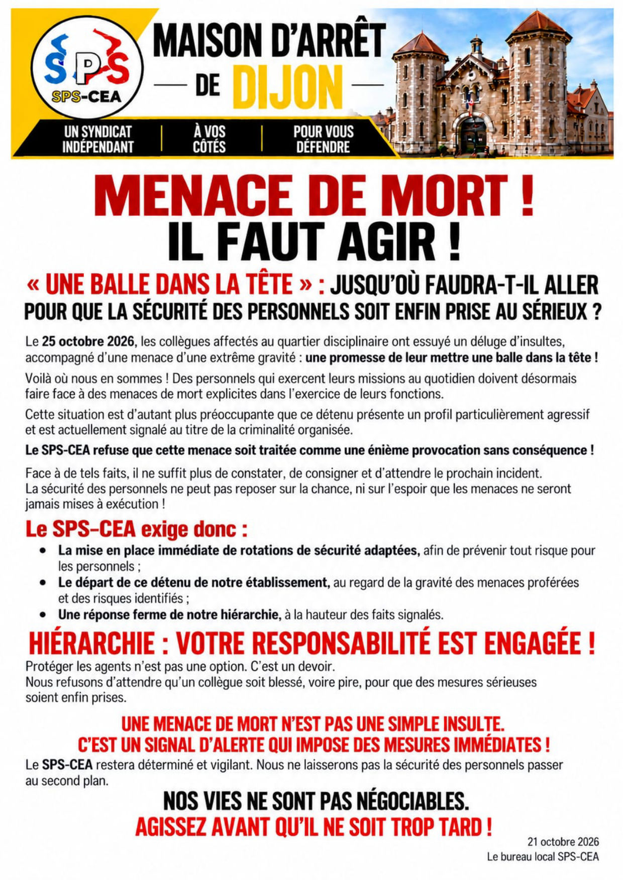 MA Dijon : Menace de mort !