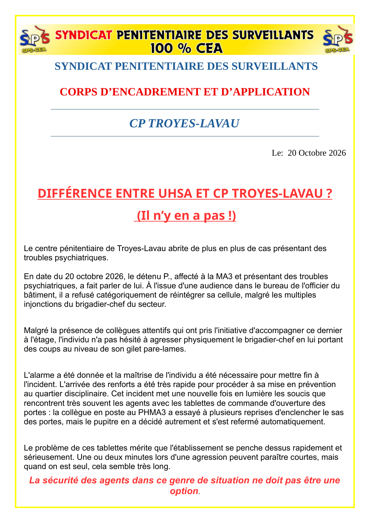 CP de Troyes-Lavau : Différence entre UHSA et