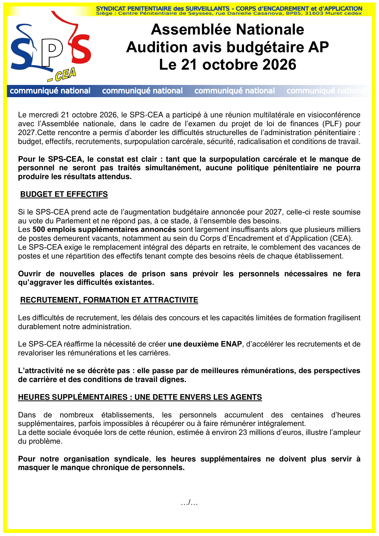Audition avis budgétaire AP