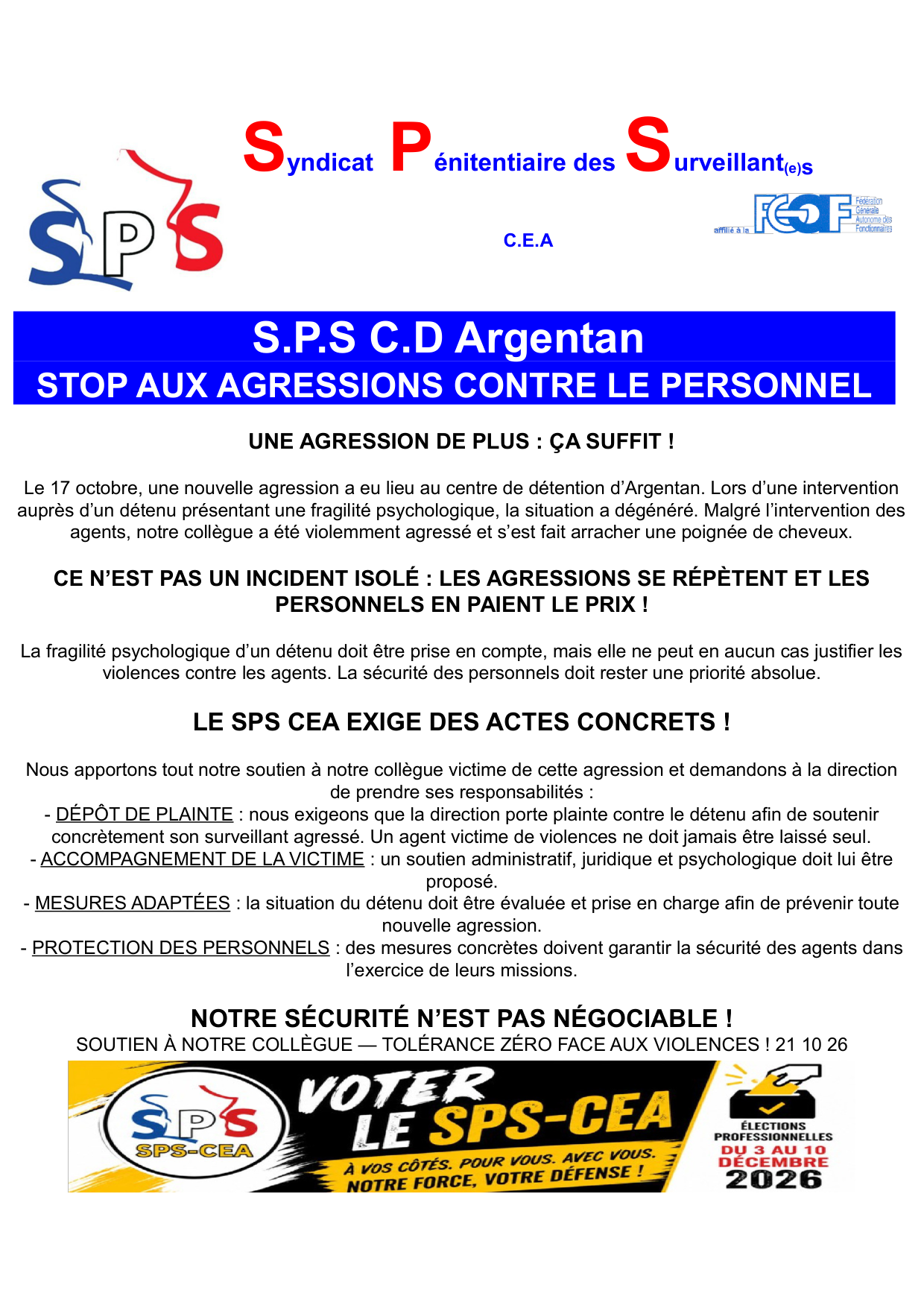 CD d'Argentan : Une agression de plus : ça suffit !