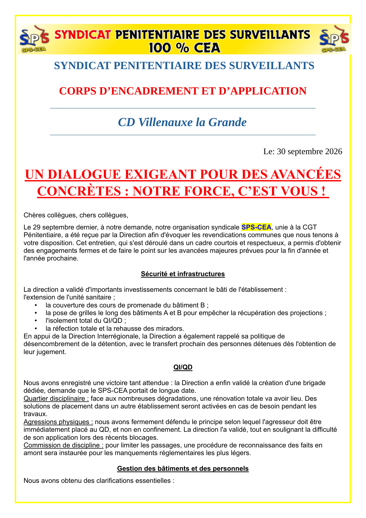 CD de Villenauxe-la-Grande : Un dialogue exigeant pour des avancées concrètes : notre force, c’est vous !