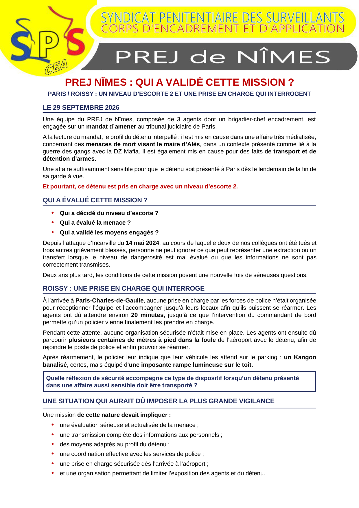 PREJ Nîmes : Qui a validé cette mission ?