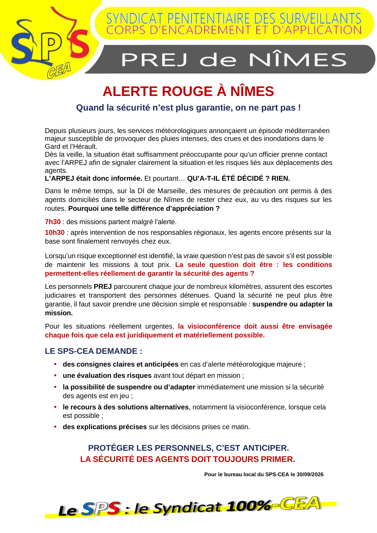 PREJ Nîmes : Alerte rouge à Nîmes